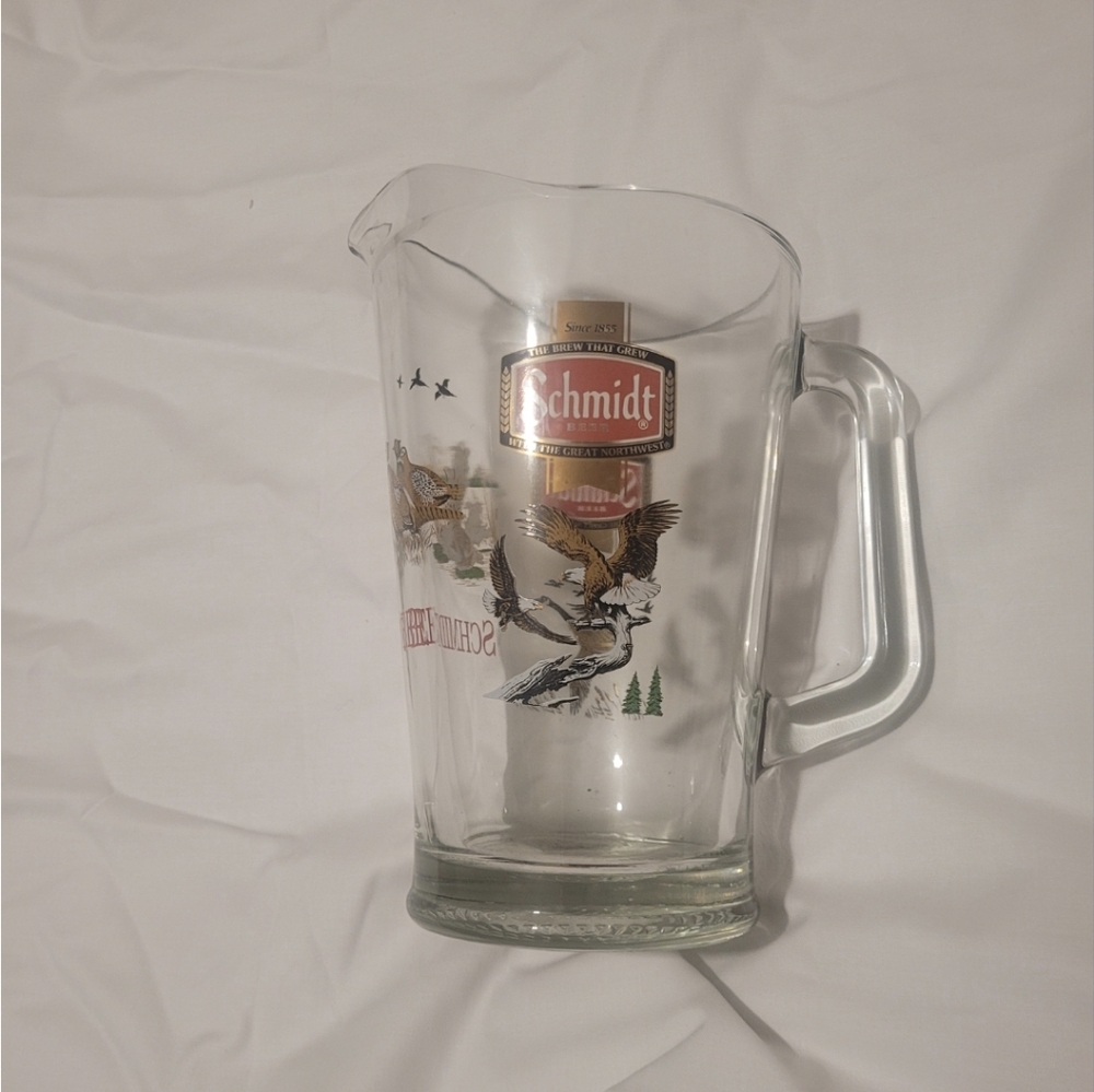 Schmidt Glass Beer Pitcher with Wildlife Design